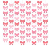 8Pcs Pink Bow Hanging Garland, Elegant Bow Banner Hanging Decoration, Pink Bows Paper Garland for Girls, Baby Shower, Wedding, Bachelorette, and Birthday Party