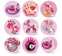 8Pcs Pink Diamond Art Coasters, Full Drill DIY Diamond Art Kits for Adults Beginners, Diamond Painting Coasters for Home Office Table Decor