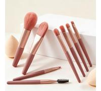 8PCS Pink Makeup Brush Set for Beginners, Mini Soft Bristle Blush Eyeshadow Brush Kit with PU Storage Bag, Portable Travel Cosmetic Tools
