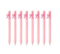 8Pcs Pink Pens, Cute Pens with 3D Bow Charm, Retractable Gel Pens with Black Ink, Kawaii Pink Stationery School Supplies for Girls Women, Aesthetic Pen for Journaling Note Taking
