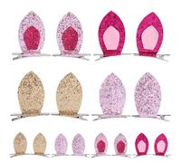 8pcs Pink Pig Birthday Decorations, Pig Party Supplies Glitter Bows Ears Hair Clips for Kid, Boys and Girls Happy Birthday Decorations