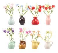 8Pcs Plant Refrigerator Magnet,3D Mini Ceramic Vase Fridge Magnets ins Style Cute Magnets with Plastic Flower Charm Fridge Decoration for Kitchen Office(Style 2)