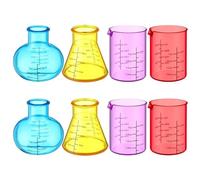 8Pcs Plastic Beakers Colorful Beaker Set with Different Shapes Plastic Educational Science Kits for DIY Beaker Beakers Flask Experiment Chemistry Studies.