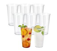 8PCS Plastic Drinking Glasses, 480ml Reusable Transparent Acrylic Glass Tumblers, Stackable Plastic Cocktail Glasses, Unbreakable Acrylic Cups for Juice Beer Barbecue Camping Picnic Dinner Party