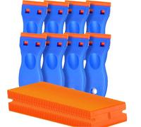 8Pcs Plastic Razor Blade Scraper with 100 Blades-The Remove Label Decal Tool，Tool for Removing Adhesive from Car and Window Glass, Wood, Floors, Stovetops, and Kitchen Appliances Without Scratches