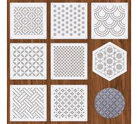 8pcs Plastic Sashiko Stencil, 8 Styles Geometric Embroidery Stabilizers White Sashiko Drawing Line Hand Embroidery Patterns Drawing Line Template Kit for Hand Quilting Sewing