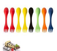 8Pcs Plastic Spork 3 in 1 Spoon Spork Spoon Knife Portable and Reusable Multifunctional Cutlery Camping Cutlery for Backpacking Hiking Outdoors