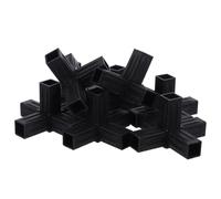 8pcs Plastic Square Tube Fitting 20mm 5 Way Corner Joint Connector | Black Plastic, Smooth Inner Groove, Secure Insertion, for Fence Tubes and Wire Shelves