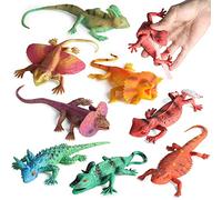 8PCS Plastic Squishy Lizard Toys, Stretchy Rubber Figures, Realistic Soft Reptile Toys for Kids, Party Decoration Figurines Set