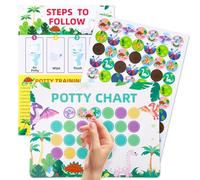 8pcs Potty Training Chart with Reward Stickers, 28.5x21cm/11.2x8.3in Cute Toilet Training Reward Charts for Boys Toddlers Potty Success Motivation (Dinosaur Style)