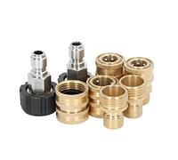 8pcs Pressure Washer Adapter Set Quick Coupler Fittings Metal Quick Connector for Car Washer Rustproof High Strength 5000 PSI M22 14 3/8in 3/4in 1/2in Kit for High Pressure Washer