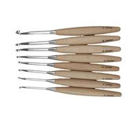 8Pcs Professional Crochet Hooks with Wooden Handle 3.0mm-6.5mm Ergonomic Grip Needle for Knitting Scarves Gloves Bags Various Size Wood Knitting Tool Large Handle Crochet Needle