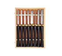 8PCS Professional Wood Lathe HSS Turning Set, with 2 Bevels, 1 Flat Round, 2 Triangles, 3 Round Head Engraving Tools, for Woodworking Beginners, Amateurs and Professionals
