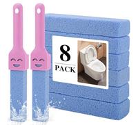 8PCS Pumice Stone for Toilet Bowl Cleaning - Hard Water Ring Remover & Stain Cleaner Tool - Natural Scouring Stick for Bathroom, Limescale, Rust, Calcium (1, pink+blue)
