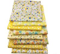 8pcs Pure Cotton Twill Fabric Yellow Floral Print for Sewing Quilting Patchwork Skirts Children Clothing Craft Projects (40 * 50cm)