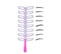 8Pcs Purple Washable Eyebrow Stencils with 8 Styles Reusable Eyebrow Stencil, Eyebrow Template, Eyebrow Shaping Kit with Handle and Strap for Women's Beauty and Personal Care