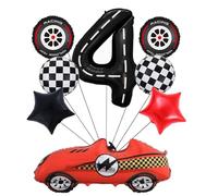 8pcs Race Car Balloons Driver Birthday Decorations Wheels Balloon,40 Inch Black Number Foil Balloon Red Formula Racing Party Supplies Racing Party Props (4th Birthday)