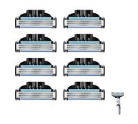 8PCS Razor Blades Refills, Manual Shaver Blade Refills Safety Beard Trimmer Double Layer Lubrication Strip Men Replacement Heads Washable 3-Layer Shaver Heads