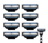 8PCS Razor Blades Replacement, 3 Layer Washable Razor Blade Compatible with Gillette Shavers for Cleaning Beards, Mens Manual Sharp Razors Replacement for Shaving with Double Lubrication Strip