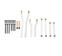 8PCS RC Wheelbase Link Rod Copper Aluminum Alloy RC Chassis Linkage Pull Rod for HOBBYPLUS 1/18 4WD CP18P RC Cars (Silver)