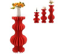 8pcs Red 31.5" Cylindl Cardboard Flower Column Stands C Acrylic Plate Cupcake & Dessert Table for Weddings Folding Vases for Floral Arranments