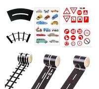 8Pcs Removable Train Track Tape Stickers - Traffic Sign, Durable Paper Tape Road Stickers for Roll Toy Cars, Youngster Play Floor Wall Table Chair Decoration DIY