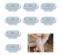 8Pcs Replacement Razor Blades for Gillette Venus Extra Smooth Women's Razor Blades Refills 3 Layer Blade for Comfort Washable Easy to Replace Effortless Glide for Bathroom Beach Party Gifts(Blue)
