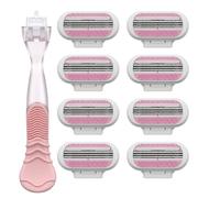 8PCS Replacement Razor Blades for Gillette Venus Women Blade Refills Heads | with Pink Handle Ultra Smooth 3-Layer Pivoting Head Washable Easy to Replace Razor Blades Women with Sensitive Skin
