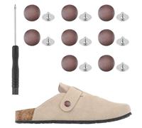 8pcs Replacement Rivets for Boston Clogs Shoes, Easy Install Strap Button Replacement Compatible with Boston Footbed Suede Cork Clogs Potato Shoes with Screws and Screwdriver for Men Women(Red Bronze)