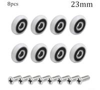 8pcs Replacement Shower Door Roller Wheels Set, Adjustable Nylon Glass Door Runners with Stainless Steel Screws, Fits 19mm/23mm/25mm Wheel Diameter for Sliding(23mm)