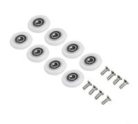 8pcs Replacement Shower Door Roller Wheels Set, Adjustable Nylon Glass Door Runners with Stainless Steel Screws, Fits 19mm/23mm/25mm Wheel Diameter for Sliding(25mm)