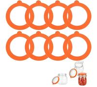 8Pcs Replacement Silicone Seals for Kilner Jar Seals, Orange Silicone Jar Gasket, Food Grade Silicone Soft and Elastic Replacement Gaskets Keep Food Freshness