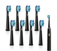 8Pcs Replacement Toothbrush Heads for Fairywill D7 D8 FW507 FW508 FW917 FW959 Black Electric Toothbrush Heads Compatible with Seago E2 E3 E4 E5 E7 E8 E9 E9 SG-507 SG-958 Medium Soft Bristles Brush