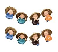 8pcs Resin Buddha Monk Car Dashboard Ornament Cute Cartoon Decor | Compact Aromatherapy Accessory, Office Table Display, Adorable Figure Style, Easy to Use, Fatigue Relief