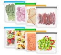8Pcs Reusable Freezer Bags, Zip Lock Bags Large, Reusable Sandwich Bags, Leakproof Gallon Food Storage Pouches, BPA Free for Vegetables, Fruits, Sandwiches, Meat, 27.5 x 27cm