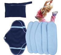8pcs Reusable Sanitary Pads, Washable Menstrual Cloth Pantyliners with Storage Bag, Portable Breathable Sanitary Towels Period Pads Panty Liners for Women Girls (8PCS (Blue))