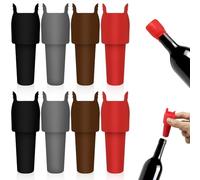 8Pcs Reusable Sparkling Wine Bottle Stoppers, Silicone Wine Seal Stoppers with Handle Double Sealed Wine Bottle Stoppers 4 Colors Wine Stoppers, Wine Bottle Sealers for Wine Beer Champagne Bottles