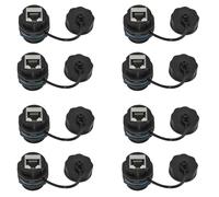 8PCS RJ45 Panel Mount Coupler, IP68 Shielded Industrial Panel Mount Ethernet LAN Through Connector for CAT6/CAT5E/CAT5