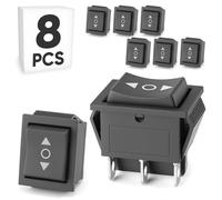 8PCS Rocker Toggle Switch, Momentary (ON)/Off/(ON) DPDT 6Pin Heavy Duty 20A Boat Switches for Home Auto Car Marine Boat, KCD4-223, Black with Arrow Symbol