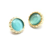 8pcs Round Buttons Metal Shirt Buttons for Clothing, Gold Blue, 11mm