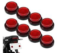 8Pcs Round Motorcycle Number Plate Reflectors, 24mm Stick-On Safety Reflectors, Self Adhesive Red Light Warning Reflector for Motorbike Bicycle Trailers Gate Posts