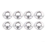 8PCS Round Wardrobe Rail Locking End Base | 25mm Metal Closet Rod Flange Support | Silver Socket Holder for Hanging Rail Installation | Lasting Bracket for Home & Store