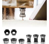 8Pcs Router Collet Chuck, High Precision Trimmer Collet Adapter 6mm 6.35mm 8mm, Carbon Steel Router Bit Collet Chuck Clamping Adapter with 2 Nuts for Woodworking Engraving Machine