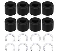 8pcs Rubber Roller Resolution for Cricut Maker and 8pcs Rubber Roller Replacement, Keep Rubber from Moving Retaining Clip Rings Compatible with Cricut Maker (Black & Blue-White)