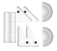 8Pcs Ruler Set | 15cm Geometry Set 15cm Ruler 180 Degree Protractor 45 and 60 Degree Set Squares | Protractor Set Ruler Set for Secondary School