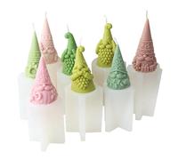 8PCS Santa Claus Wedding Catering Home Decoration Silicone Candle Mold Material Christmas Candle Making Kit(Clear09)