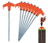 8Pcs Screw in Tent Stakes 8in Tent Stakes Heavy Duty Ground 8mm Hex Peg Ground Anchors for Canopy Trampoline Hex Peg