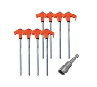 8Pcs Screw in Tent Stakes with Hex Socket Heavy Duty Spiral Screw Tent Stakes Pegs Screw for Outdoor Camping Orange