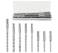 8pcs SDS Plus Electric Hammer Impact Drill Bit Standard Cross Drill Bit Drill Holes Performance Set, for Concrete Masonry Ceramic Tile Stone Metal Wood Plastic (5mm-12mm, Silver)
