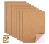 8Pcs Self Adhesive Cork Sheet 21x30 cm, 1mm Thick,Brown Sticky Corkboard Sheets Rectangle Cork Board for DIY Crafts, Coasters, Wall Decoration, Table Mats, Photo Decoration
